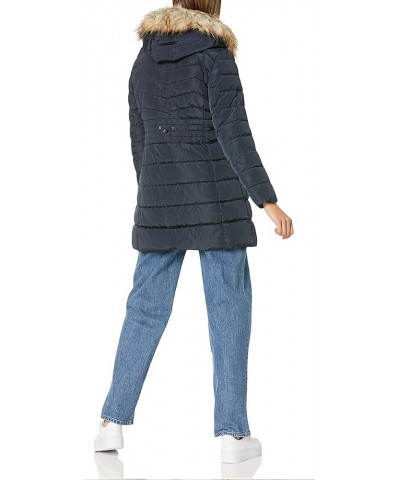 Women's Puffer Jacket with Detachable Faux Fur Hood and Large Collar Petrol $55.92 Jackets