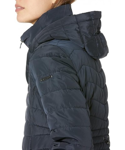 Women's Puffer Jacket with Detachable Faux Fur Hood and Large Collar Petrol $55.92 Jackets