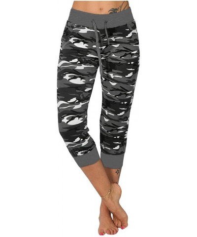 Camo Capris for Womens Slim Fit Jogger Pants Pull On Capri Leggings Cropped Workout Yoga Pants Trendy Sweatpants Gray $11.19 ...