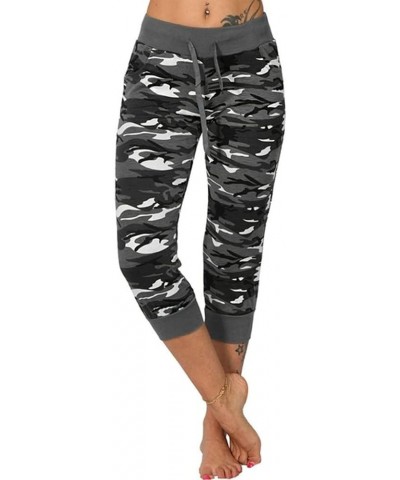 Camo Capris for Womens Slim Fit Jogger Pants Pull On Capri Leggings Cropped Workout Yoga Pants Trendy Sweatpants Gray $11.19 ...