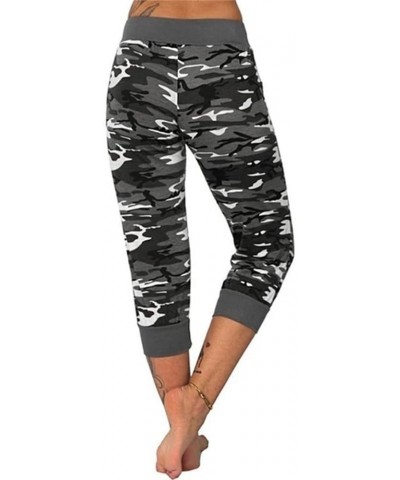 Camo Capris for Womens Slim Fit Jogger Pants Pull On Capri Leggings Cropped Workout Yoga Pants Trendy Sweatpants Gray $11.19 ...