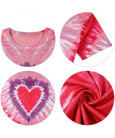 Love Heart T-Shirt for Women Love Graphic Valentines Shirts Tie Dye Short Sleeve Tee Tops Red $12.50 T-Shirts