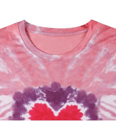 Love Heart T-Shirt for Women Love Graphic Valentines Shirts Tie Dye Short Sleeve Tee Tops Red $12.50 T-Shirts