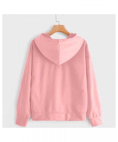 Women's Heart Print Hoodies Drawstring Long Sleeve Pullovers Tops Sweatshirts Fashion Loose Fit Comfy Fall Shirts A04_pink $3...