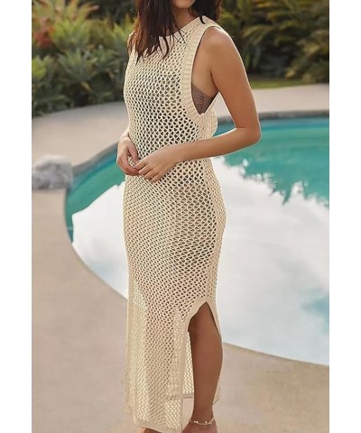 Women's Swimsuits Cover Ups Crochet Sexy Bikini Bathing Suit Beach Dress Apricot $16.10 Swimsuits