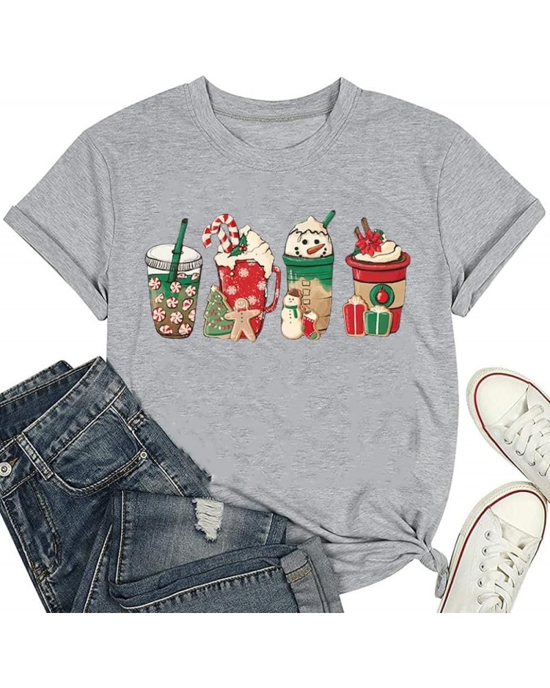 Women Tis The Season Christmas Tree Snack Cakes Christmas Hats Coffee Santa Cute Xmas Tee Tops. Light Grey-1 $10.06 T-Shirts