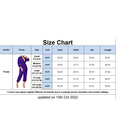 Women's Elegant V Neck Jumpsuit Casual Straight Trousers Business Romper Formal Jumpsuit B Purple $22.39 Jumpsuits