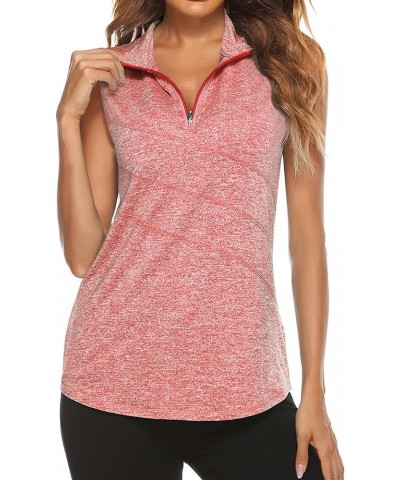 Women's Zip Up Tank Top Quick Dry Workout Tops Sleeveless Golf Tennis Running Shirt Red $17.67 Activewear