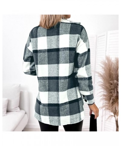 Women's Flannel Shirts Casual Loose Button Long Sleeve Blouse Tunic Tops Winter Fall Plaid Jackets Coat Lapel Shirts Black $1...