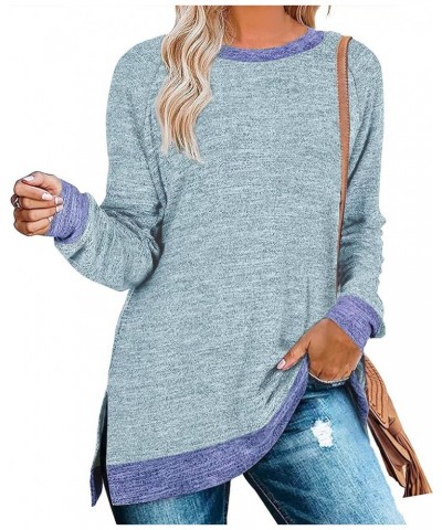 Womens Casual Long Sleeve Round Neck Pocket T Shirts Blouses Tunic Sweatshirt Tops with Pocket 1 New Gray Blue $14.56 Tops