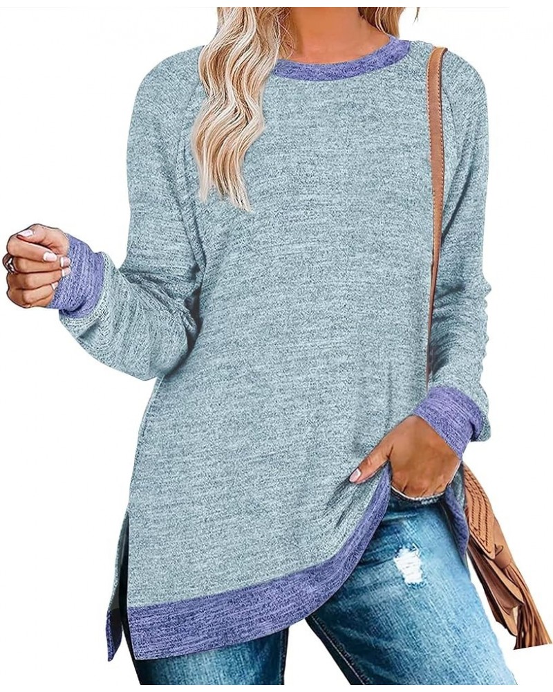 Womens Casual Long Sleeve Round Neck Pocket T Shirts Blouses Tunic Sweatshirt Tops with Pocket 1 New Gray Blue $14.56 Tops