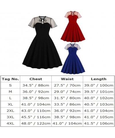 Women's Vintage 1950s Cocktail Party Polka Dots Prom Audrey Tea Dress Retro Swing Hepburn Party Gown Black-01 $8.37 Dresses