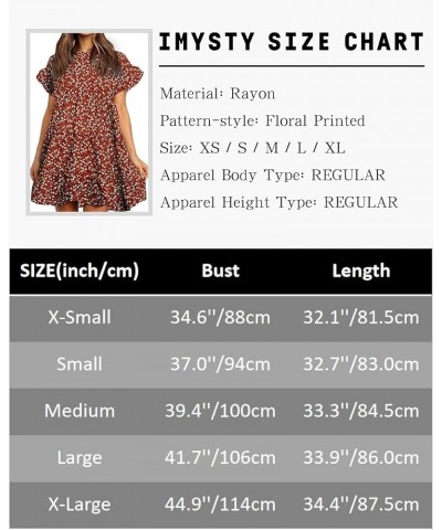 Womens Boho Floral Printed Babydoll Ruffles Casual Loose Short Mini T-Shirt Dress Rust $8.79 Dresses