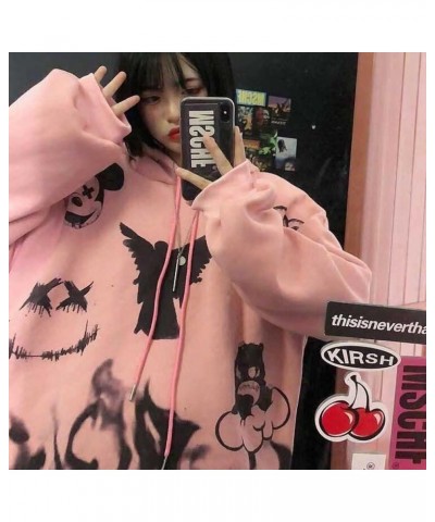 Gothic hoodie girls Anime hooded sweater women loose street sports Y2K Clothes Grunge Clothes Pink Bat $17.60 Hoodies & Sweat...