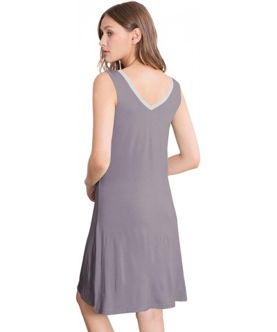 Nightgown for Women Cooling Sleeveless Sleepwear V Neck Sleep Shirt Plus Size Tank Pajamas Dress S-4X A-purplish Grey $16.28 ...