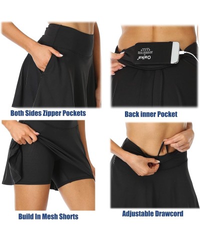 Women's Pleated Skirt with Pockets High Waist Sports Athletic Running Shorts Golf Tennis Skorts Charcoal $10.00 Skorts