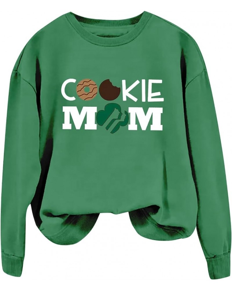 Sweatshirt for Women Crewneck COOKIE MOM Cute Pullover Shirts Long Sleeve Funny Graphic Printed Sweatshirts Tops Green $8.73 ...