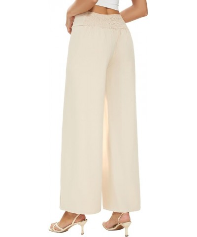 Wide Leg Pants for Women High Waisted Flowy Palazzo Pants with Slit Comfy Trendy Pants Apricot Beige $20.99 Pants