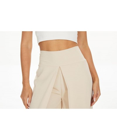 Wide Leg Pants for Women High Waisted Flowy Palazzo Pants with Slit Comfy Trendy Pants Apricot Beige $20.99 Pants