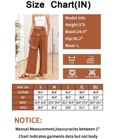 Linen Palazzo Pants for Women High Waisted Wide Leg Trousers Boho Hippie Casual Fall Beach Pants with Pockets Camel $20.99 Pants