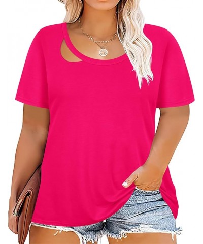 Plus Size Tops for Women Short Sleeve Shirts Basic Tee Solid Color Blouse V Neck Tunic Loose Fit Tshirts Summer XL-5XL A308t-...