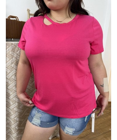 Plus Size Tops for Women Short Sleeve Shirts Basic Tee Solid Color Blouse V Neck Tunic Loose Fit Tshirts Summer XL-5XL A308t-...