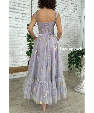 Flower Embroidery Tulle Prom Dresses for Women Sweetheart Neck Formal Evening Party Gowns 02-lavender $30.59 Dresses