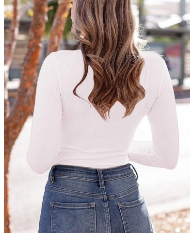 Women's Mock Turtle Neck Long Sleeve Basic Bodysuit Jumpsuit White $10.07 Bodysuits