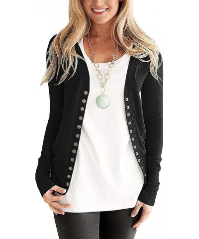 Women's Open Front Cardigans Casual Long Sleeve Classic Knit Sweater Outerwear with Pockets V-neck Coat Blouses 10 Black $10....