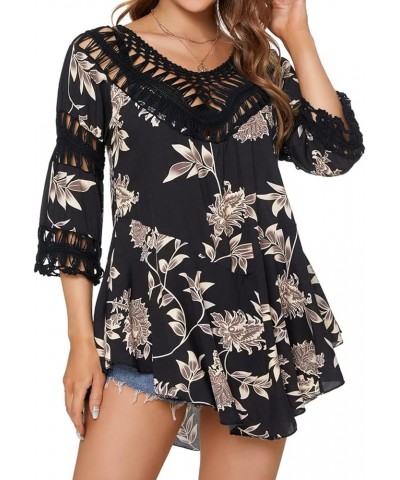 Women's Swimsuit Cover Ups V Neck Crochet Bathing Suit Tunics Blouses Hollow Out Summer Bikini Cover Ups Bprint $8.69 Swimsuits