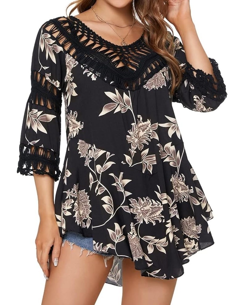 Women's Swimsuit Cover Ups V Neck Crochet Bathing Suit Tunics Blouses Hollow Out Summer Bikini Cover Ups Bprint $8.69 Swimsuits