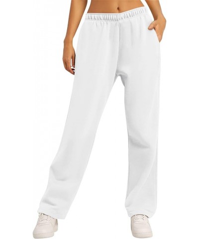 Women's Fleece Sweatpants Warm Baggy Soft High Waisted Pants Comfy Fall Joggers Lounge with Pockets A04 White $10.82 Activewear