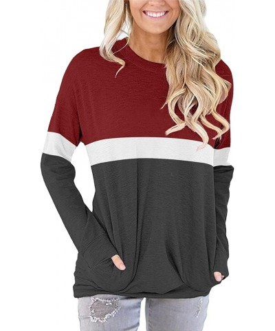 Womens Pocket Shirts Pullover Sweatshirt Loose Fit D R-red $12.54 Hoodies & Sweatshirts