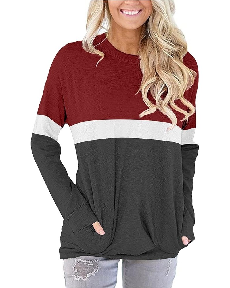 Womens Pocket Shirts Pullover Sweatshirt Loose Fit D R-red $12.54 Hoodies & Sweatshirts