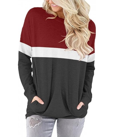 Womens Pocket Shirts Pullover Sweatshirt Loose Fit D R-red $12.54 Hoodies & Sweatshirts