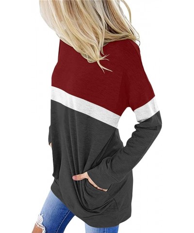 Womens Pocket Shirts Pullover Sweatshirt Loose Fit D R-red $12.54 Hoodies & Sweatshirts