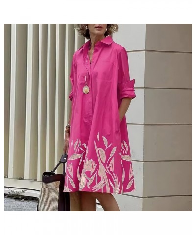 Women's Long Sleeve Button Down Shirt Dress Cotton Linen V Neck Loose Fit Casual Shirt Dresses with Pockets H Floral C $13.64...