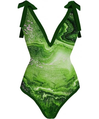 with Cover Up Sporlike Women Ruffle Swimsuit High Waist Two Pieces Push Up Tropical Trendy Fashion Bathing Suit 2-green $10.2...