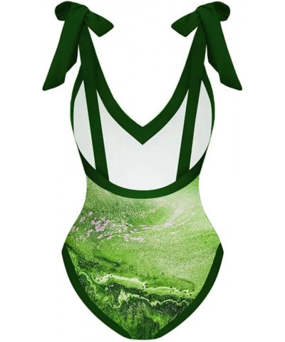 with Cover Up Sporlike Women Ruffle Swimsuit High Waist Two Pieces Push Up Tropical Trendy Fashion Bathing Suit 2-green $10.2...