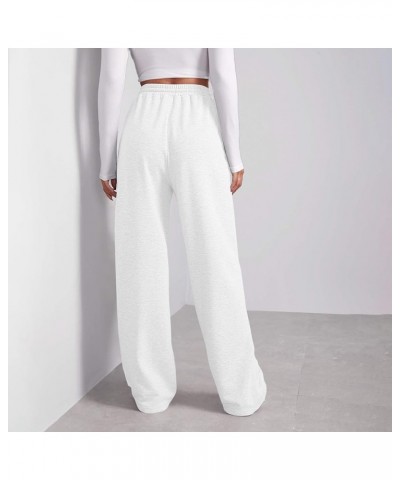 Women's Fleece Sweatpants Warm Baggy Soft High Waisted Pants Comfy Fall Joggers Lounge with Pockets A04 White $10.82 Activewear