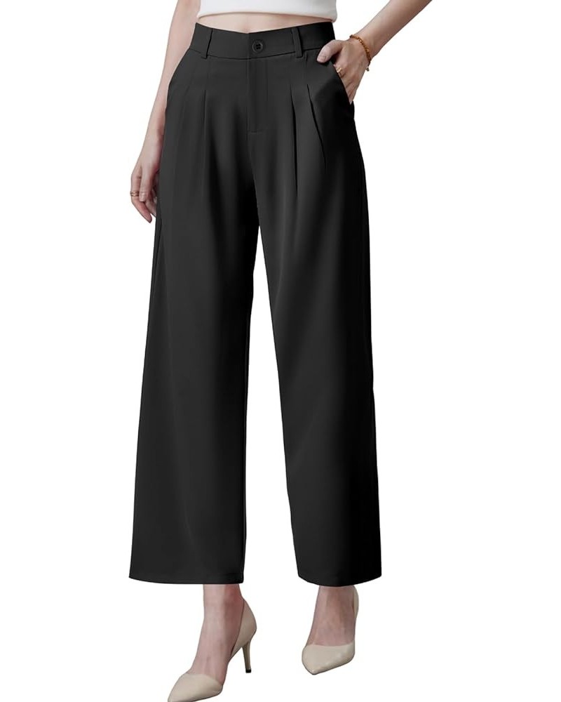 Womens Wide Leg Pants Business Casual Pants High Waisted Dress Pants Thick Black $14.57 Pants