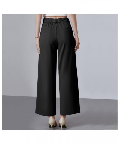 Womens Wide Leg Pants Business Casual Pants High Waisted Dress Pants Thick Black $14.57 Pants