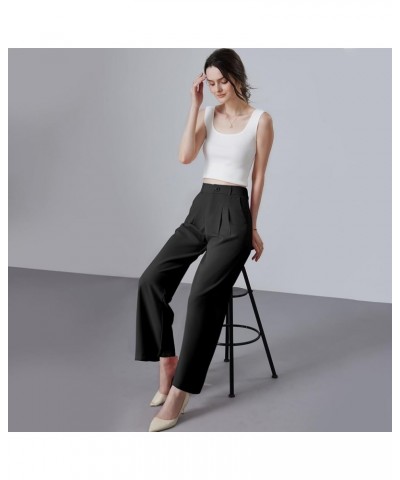 Womens Wide Leg Pants Business Casual Pants High Waisted Dress Pants Thick Black $14.57 Pants