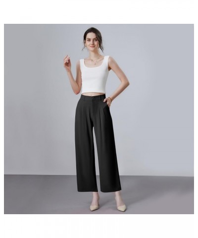 Womens Wide Leg Pants Business Casual Pants High Waisted Dress Pants Thick Black $14.57 Pants