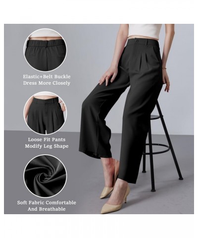 Womens Wide Leg Pants Business Casual Pants High Waisted Dress Pants Thick Black $14.57 Pants