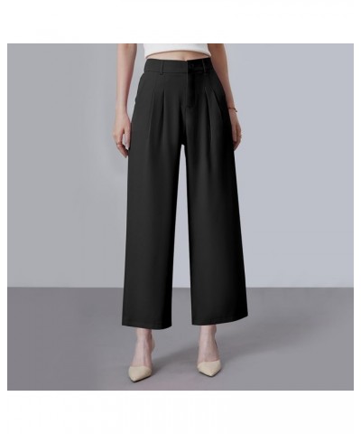 Womens Wide Leg Pants Business Casual Pants High Waisted Dress Pants Thick Black $14.57 Pants