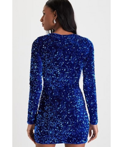 Long Sleeve Sequin Homecoming Dresses for Teens Sparkly Short Cocktail Dress Tight Mini Party Gown Champagne $24.60 Dresses