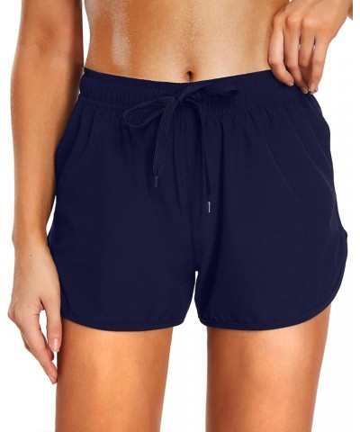 Women's Swim Shorts Sporty Boardshorts with Pockets Swim Bottom Unlined Dark Blue $13.74 Swimsuits