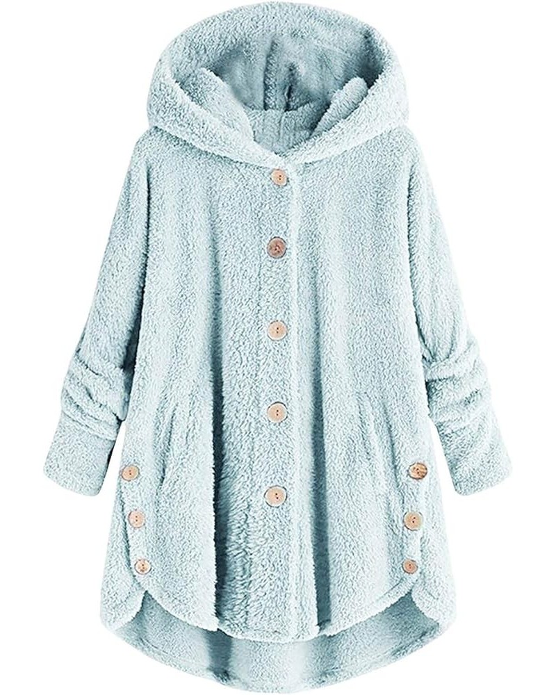 Fall Jackets for Women Fashion Dressy Fluffy Fleece Hoodie Long Button Coat Women 2023 Fashion Fall Winter Coats Blue - Warm ...