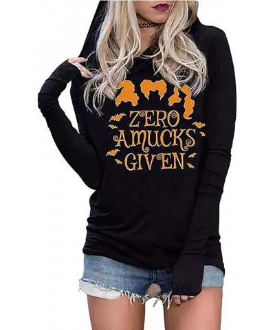 Halloween Sanderson Sisters Fashion Hoodie Women Halloween Hocus Pocus Long Sleeve T-Shirt Lightweight Pullover Top Black-e $...